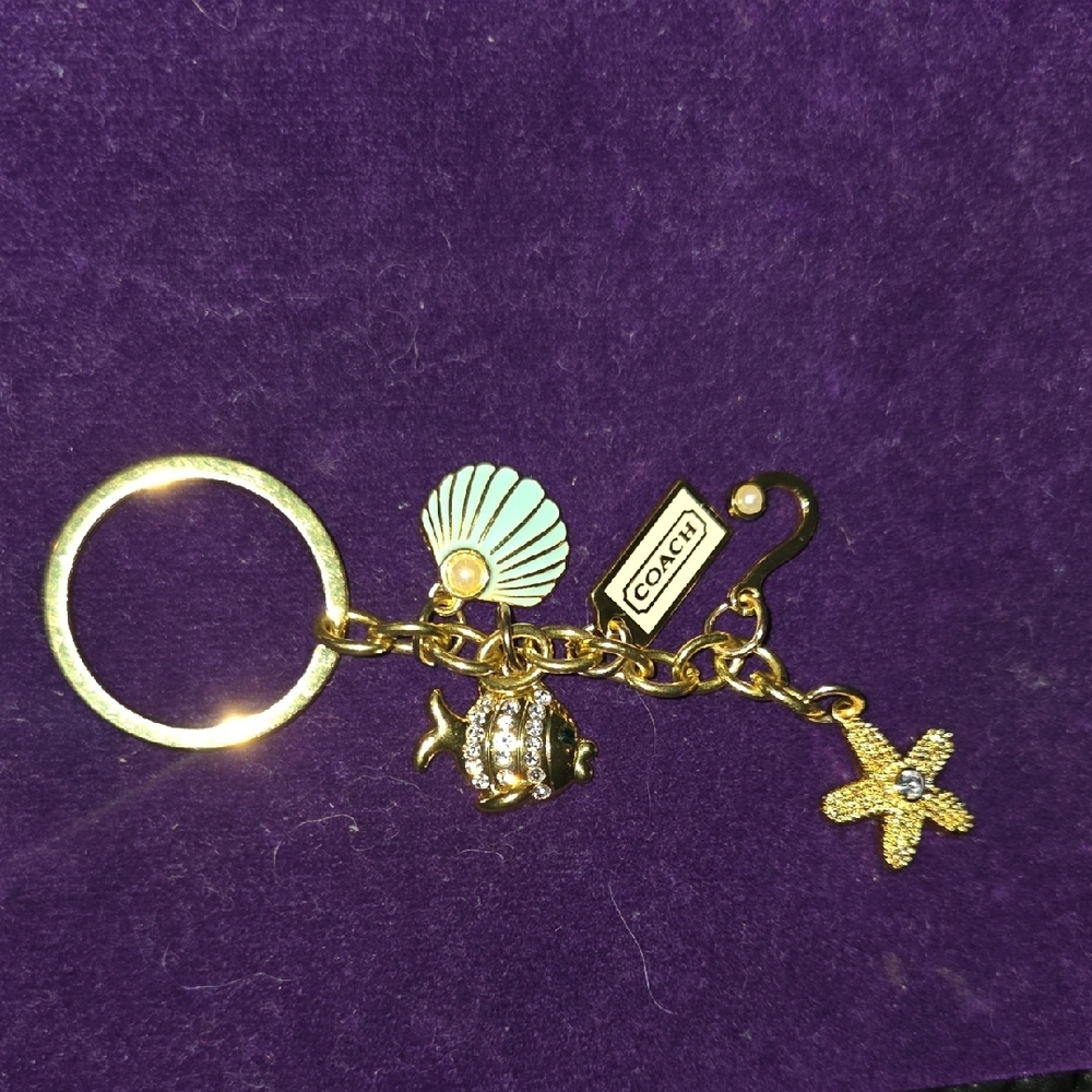 Coach Gold and Green Bag Charm Keychain - Picture 5 of 7